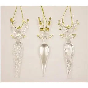 Enchante Stag Droplet Glass Hanger Bauble (Set Of 3
