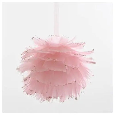 Enchante Winter Blush Feather Pom Pom Hanger Bauble -