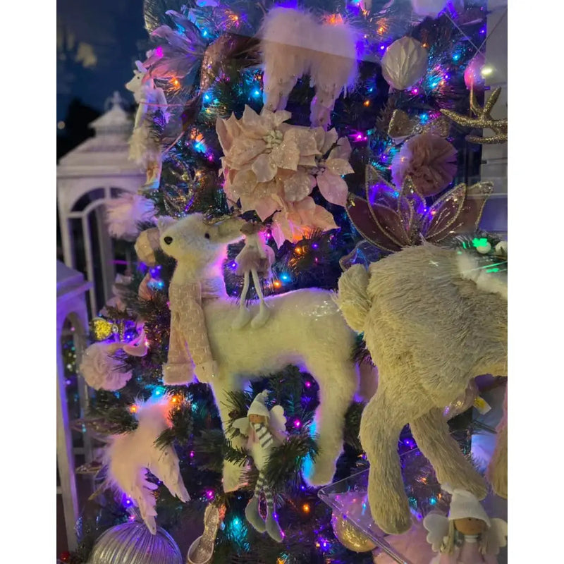 Enchante Winter Blush Large Fur Reindeer - Christmas