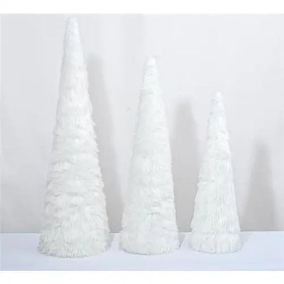 Enchante Winter Fur Conical Trees Set Of 3 - Christmas