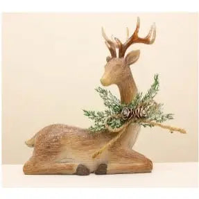Enchante Winter Wisp Resin Sitting Deer 40cm - Christmas