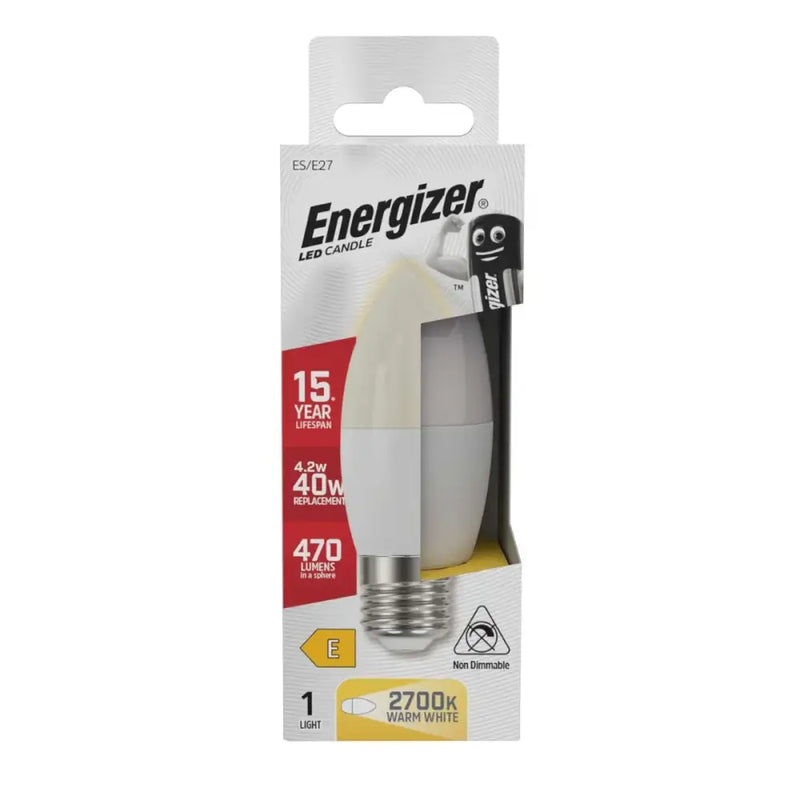 Energizer Led Candle Es / E27 4.2W = Warm White - Bulbs >>