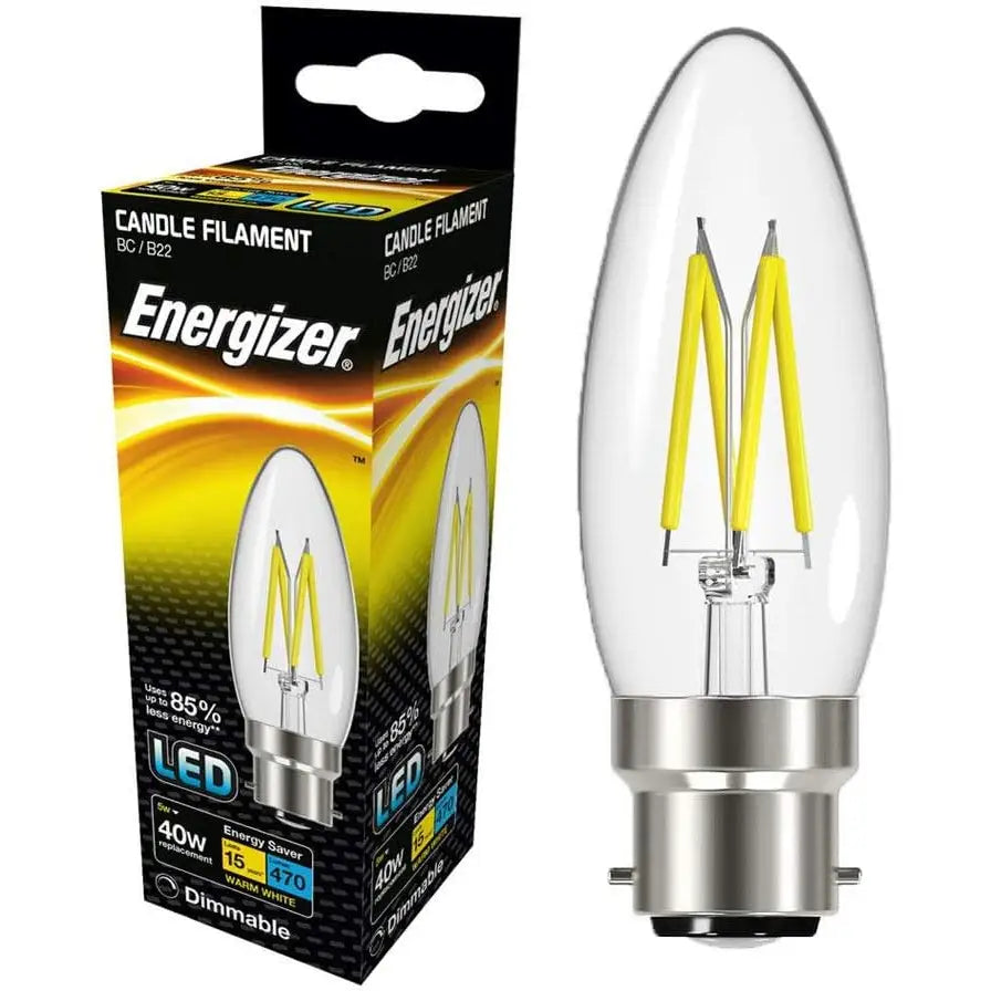 Energizer LED Candle Filament 5W = 40W BC / B22 Warm White