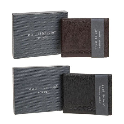 EQ For Men Embossed Leather Wallet - Brown / Black - Purse