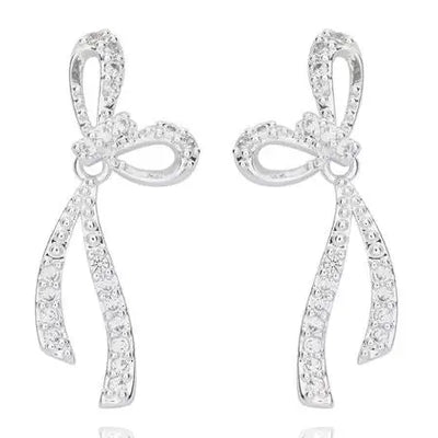 Eternal Bow Glam Bow Silver Plated Earrings - Giftware >>