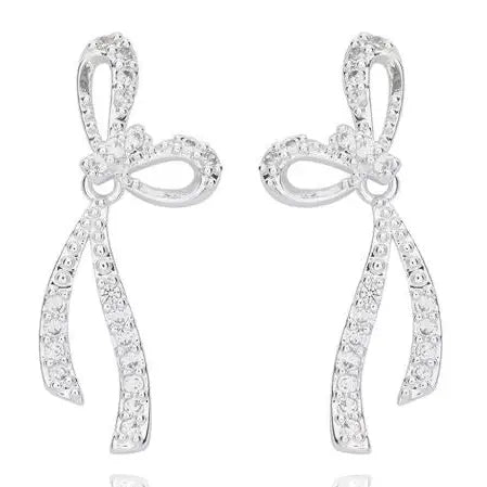 Eternal Bow Glam Bow Silver Plated Earrings - Giftware >>