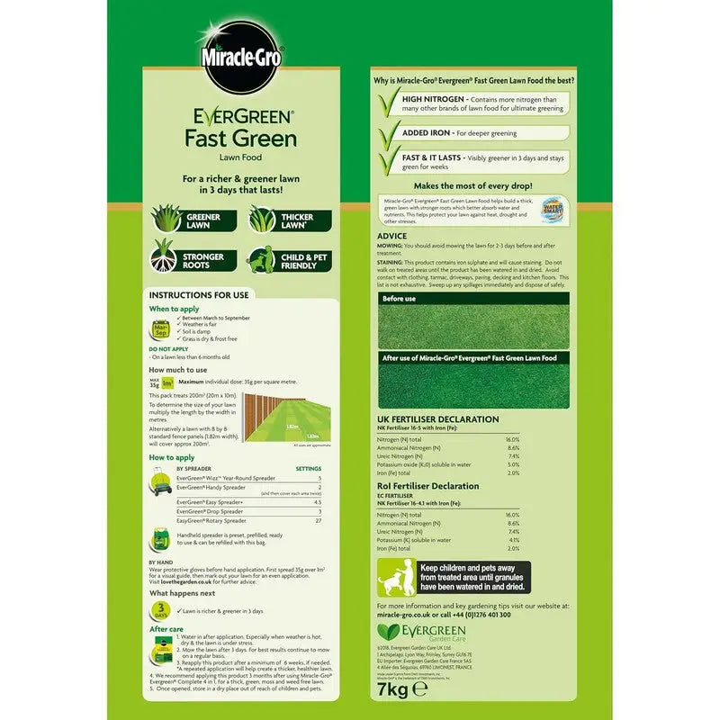 Evergreen Miracle-Gro Fast Green Lawn Food - Various Sizes