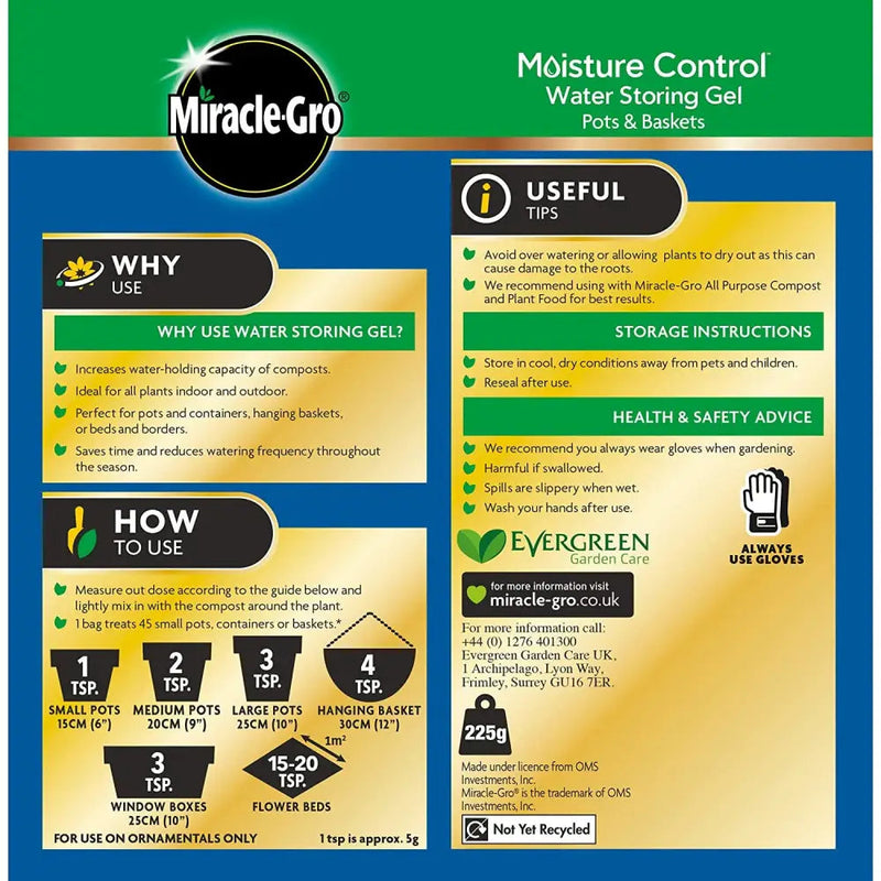 Evergreen Miracle Gro Moisture Control Gel 225G - Gardening