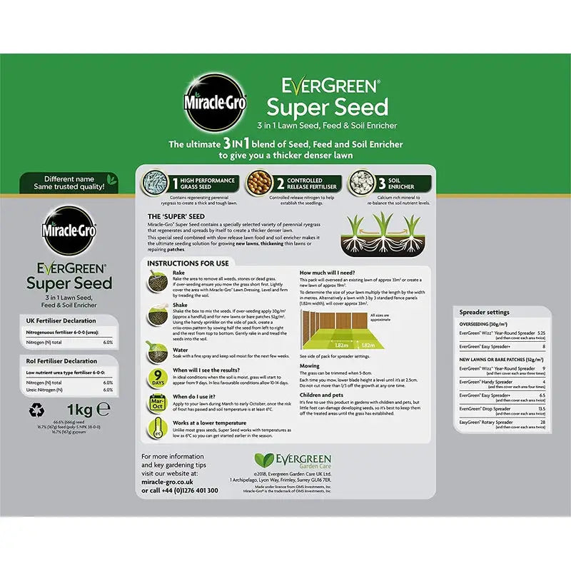 Evergreen Super Seed 1Kg 33m2 - Gardening & Outdoors