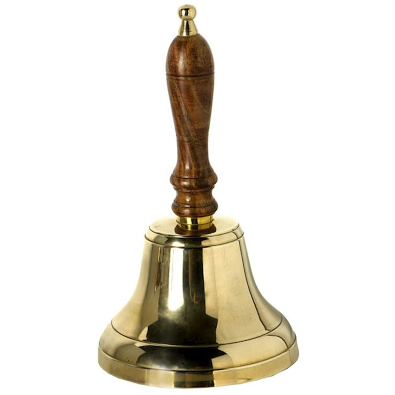 Solid Brass Handbell With Wooden Handle 14x25cm