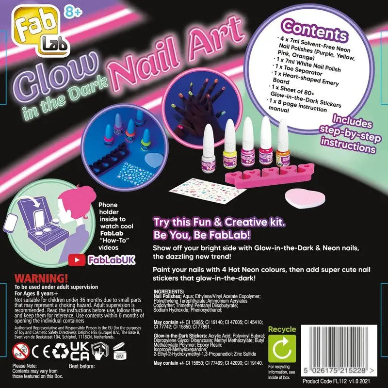 Fab Lab Glow In The Dark Nail Art Set - Toys