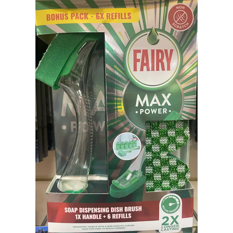 Fairy Max Power Soap Dispensing Dish Brush & Refills - 6pk