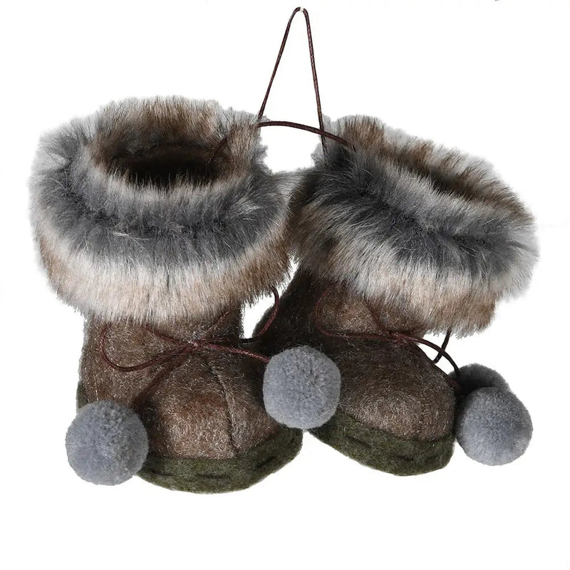 Faux Fur Brown Hanging Boots - Christmas