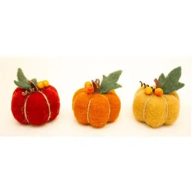 Felt Mini Pumpkin 8cm - 3 Assorted 1 Sent - Seasonal >>