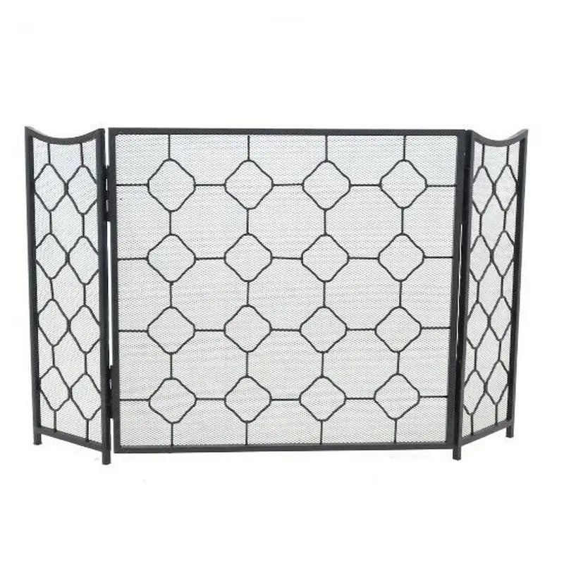 Fern Cottage Edwardian Three Fold Fire Screen Black -