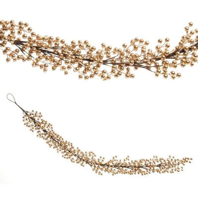 Festive 130cm Gold Cluster Berry Garland - Christmas