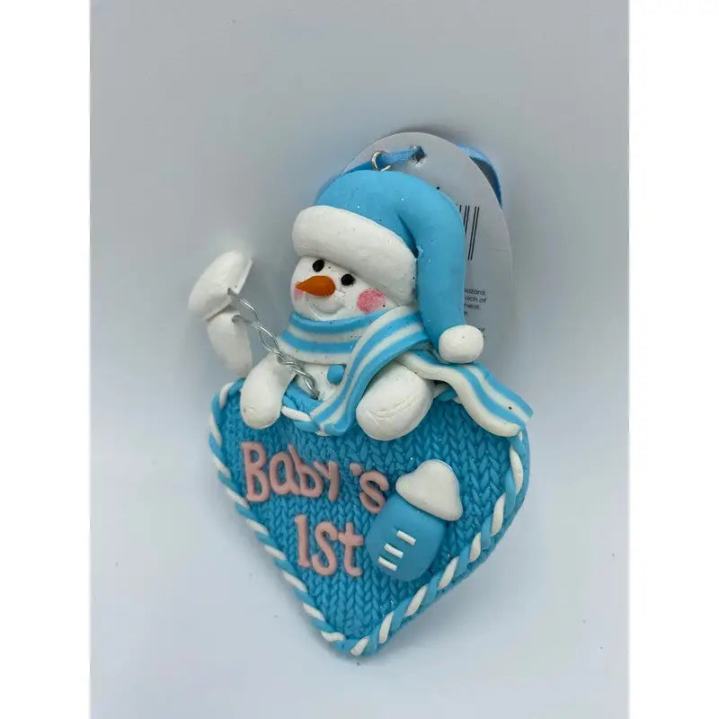 Festive 13cm Assorted Baby’s First Claydough Hearts - Blue &
