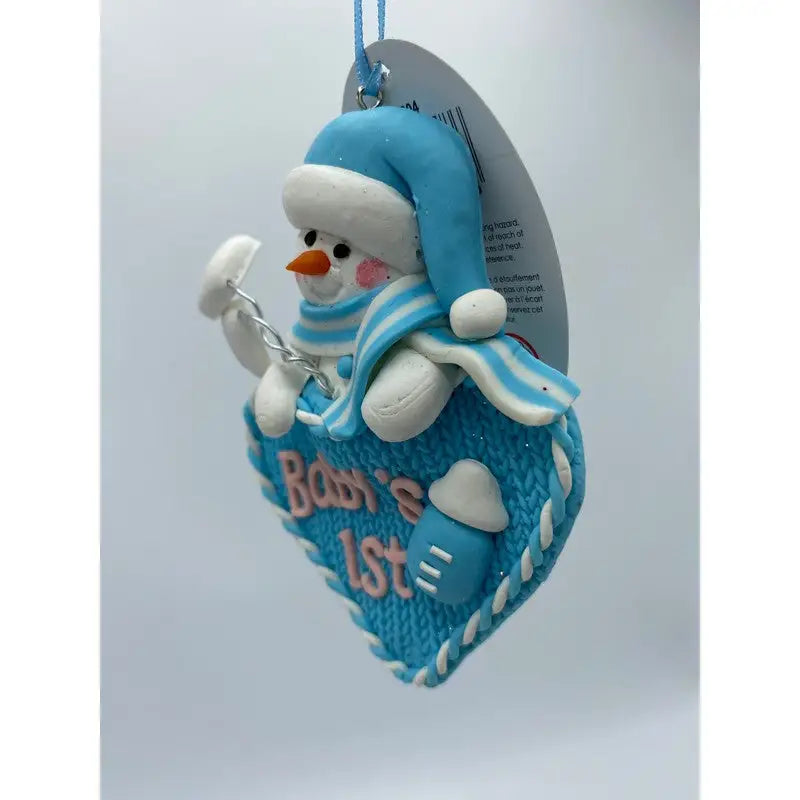 Festive 13cm Assorted Baby’s First Claydough Hearts - Blue &
