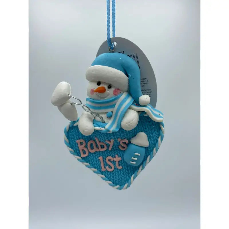 Festive 13cm Assorted Baby’s First Claydough Hearts - Blue &