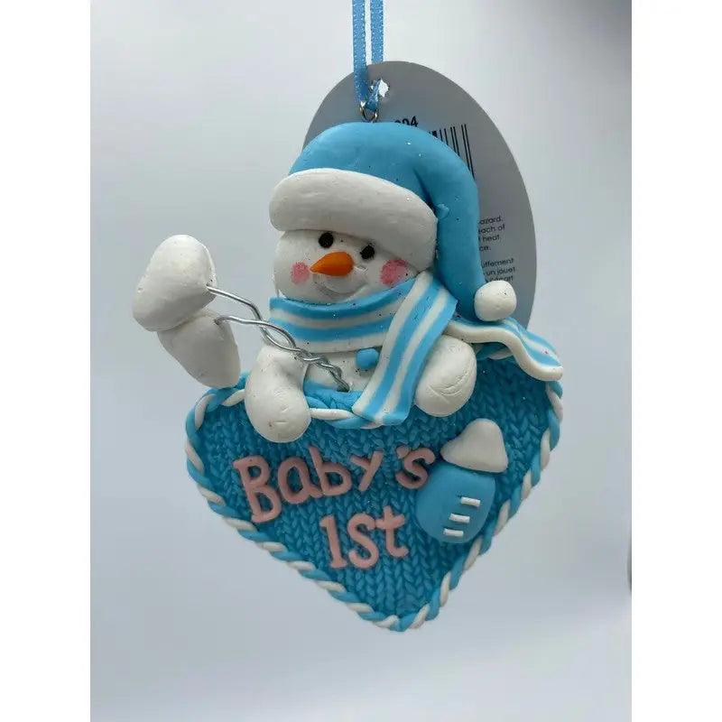 Festive 13cm Assorted Baby’s First Claydough Hearts - Blue &