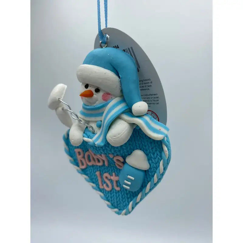 Festive 13cm Assorted Baby’s First Claydough Hearts - Blue &