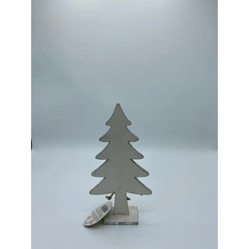 Festive 20cm Wood and White Suede Effect Reindeer and Tree
