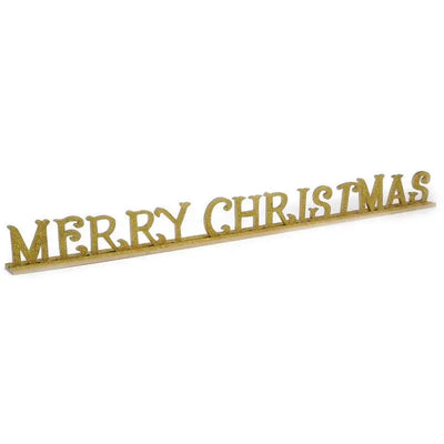 Festive Merry Christmas Mantle Ornament Gold Sparkles 100cm