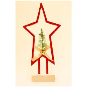 Festive Star On Plinth With Lights 13cm - Christmas >>
