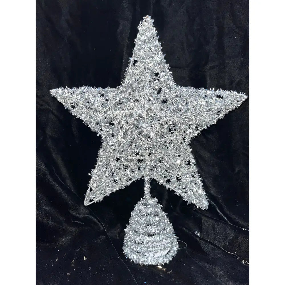 Festive Star Tree Topper Silver Glitter - Christmas