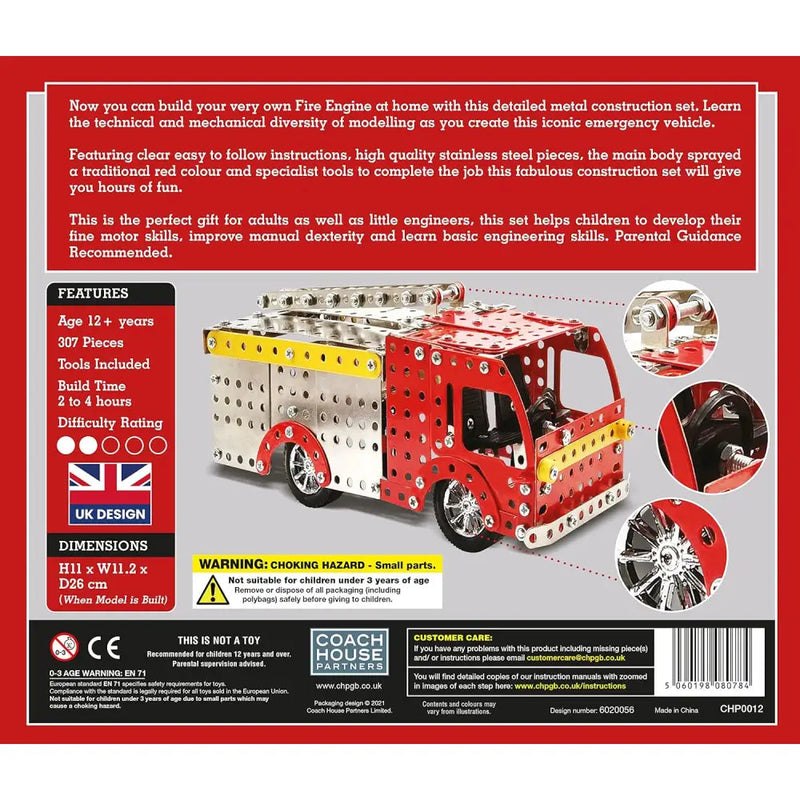 Fire Engine Metal Construction Set (307 pieces) - Toys &
