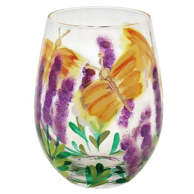 Flower Stemless Glass Butterfly - glass