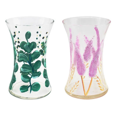 Flower Vase Glass - Assorted Designs - Pampas / Eucalyptus -