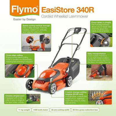 Flymo Easi Store Lawnmower 340R - Gardening & Outdoors