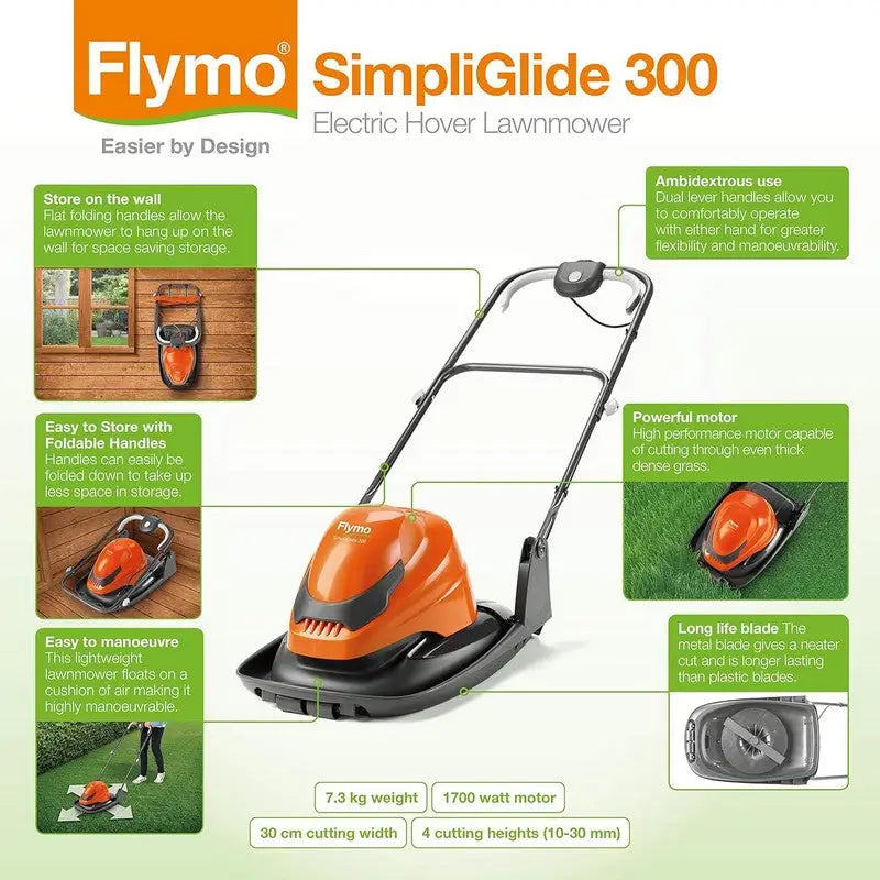 Flymo Simpliglide 300 Hover Lawnmower - Gardening & Outdoors