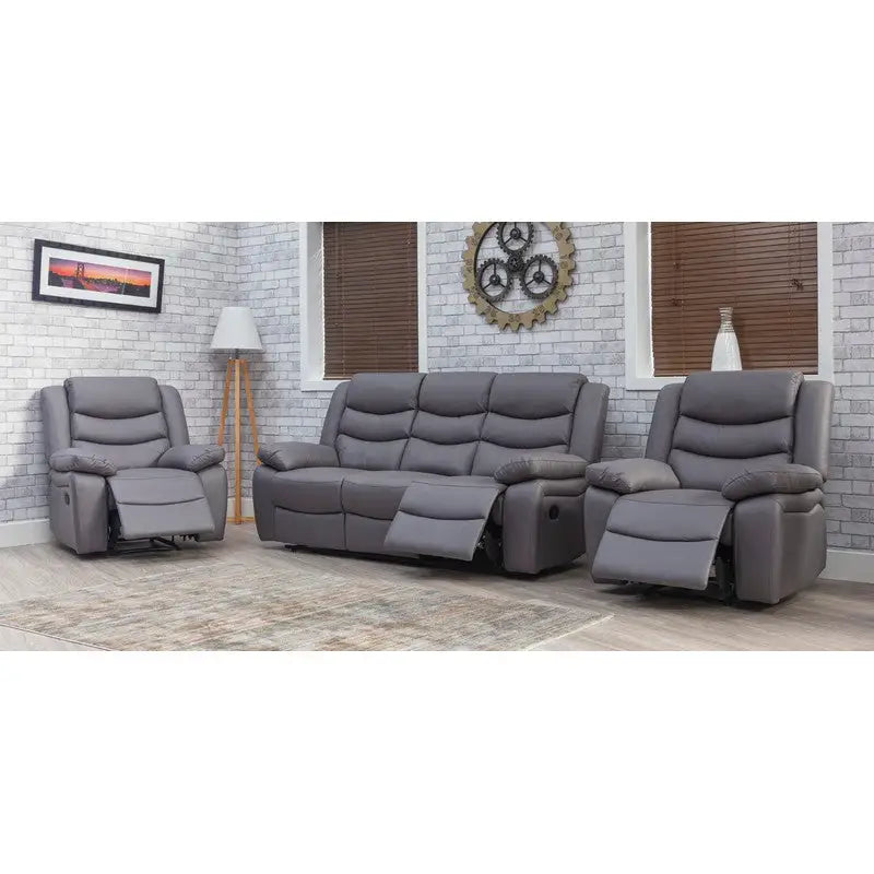 Focus Reclining Fabric Sofa Range - 3 + 2 Seater Grey
