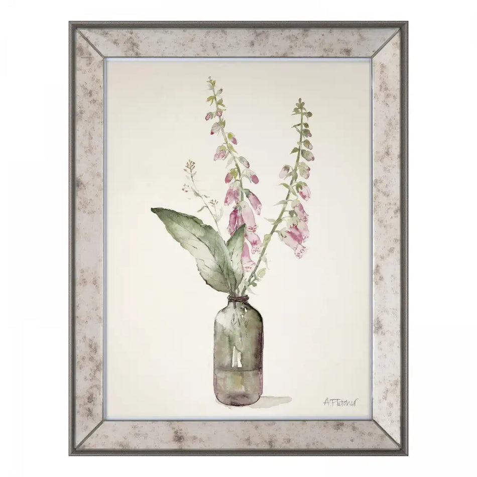 Foxgloves Picture Mirrored Frame 46x36x4cm - Homeware >>