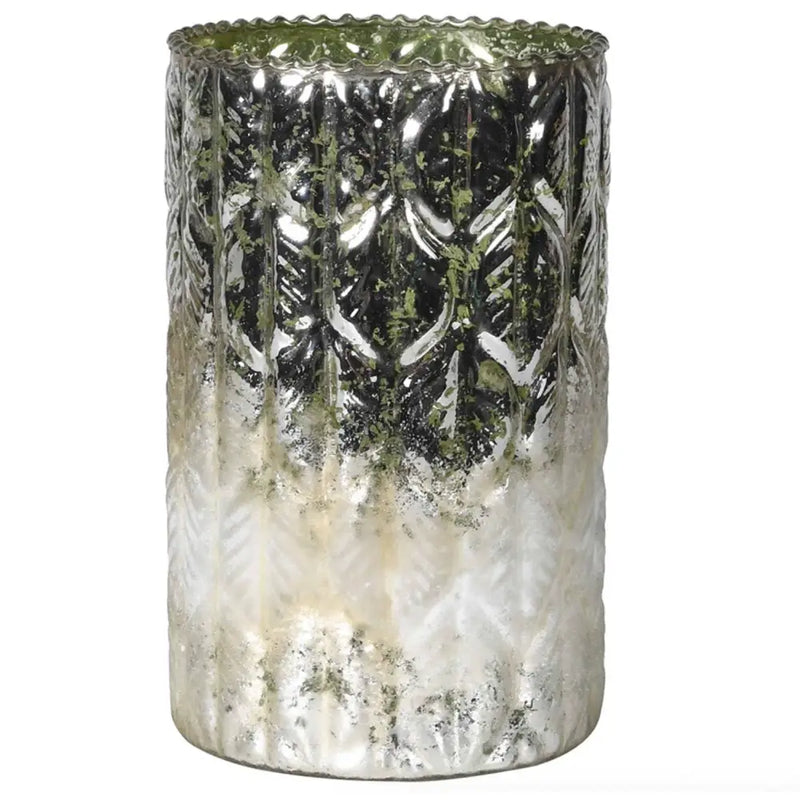 Frosted Green Hex Hurricane Candle Holder Seasonal >>