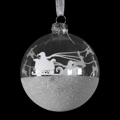 Frosted Santa Reindeer Bauble - Seasonal & Holiday
