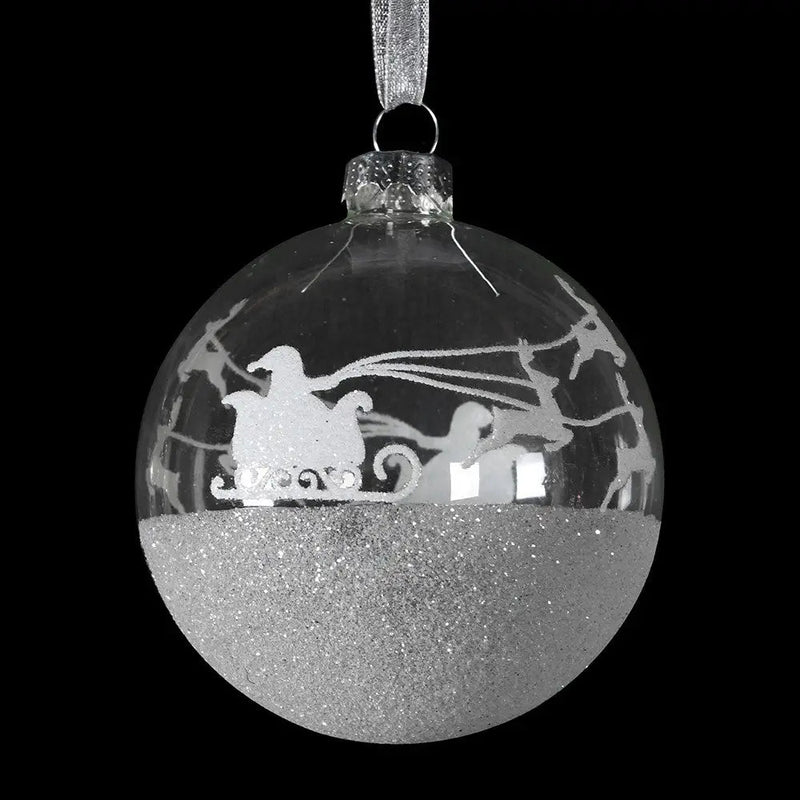 Frosted Santa Reindeer Bauble - Seasonal & Holiday