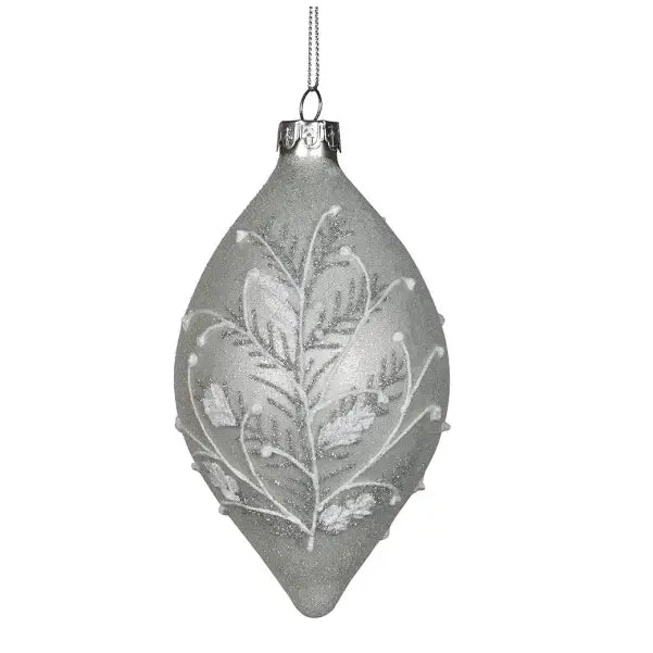 Frosted Silver Glitter Finial Bauble - Seasonal >>