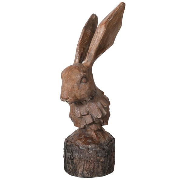 Wood Effect Hare On Stand Ornament 33x10x20cm