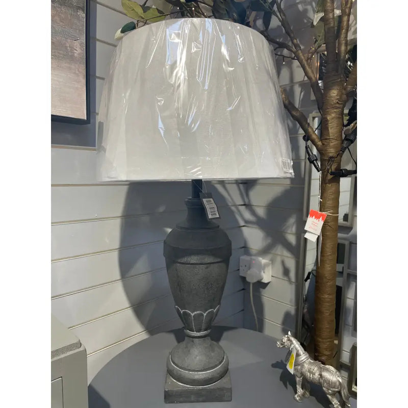 Gallerie Lighting Breville Modern Grey Lamp With White Shade