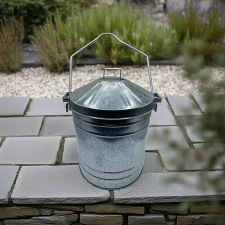 Galvanised 20L Ash Carrier Bin With Captive Lid And Handle