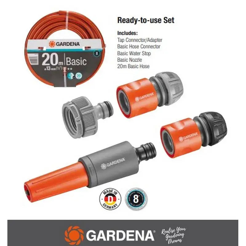 Gardena 13mm Basic Hose With Starter Set - 1/2 Inch - 20