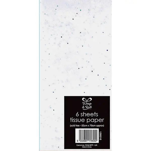 Gift Wrap White Glitter Tissue Paper - 6 Pack - Giftware