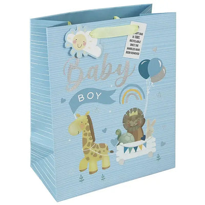 Giraffe Baby Boy Gift Bag Blue - Various Sizes - Medium