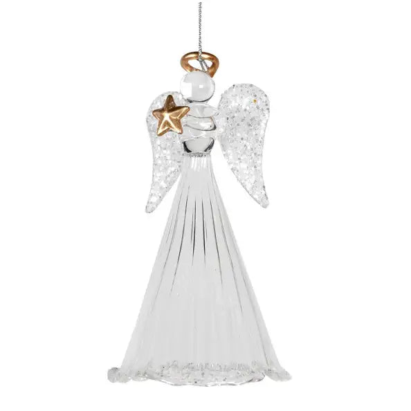 Glass Angel with Star Hanging Decoration - Seasonal >>