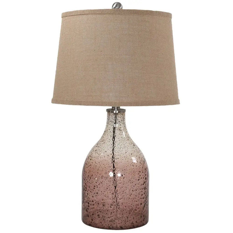 Glass Lamp With Burlap Shade 32x32x65cm - Homeware >> Lamps