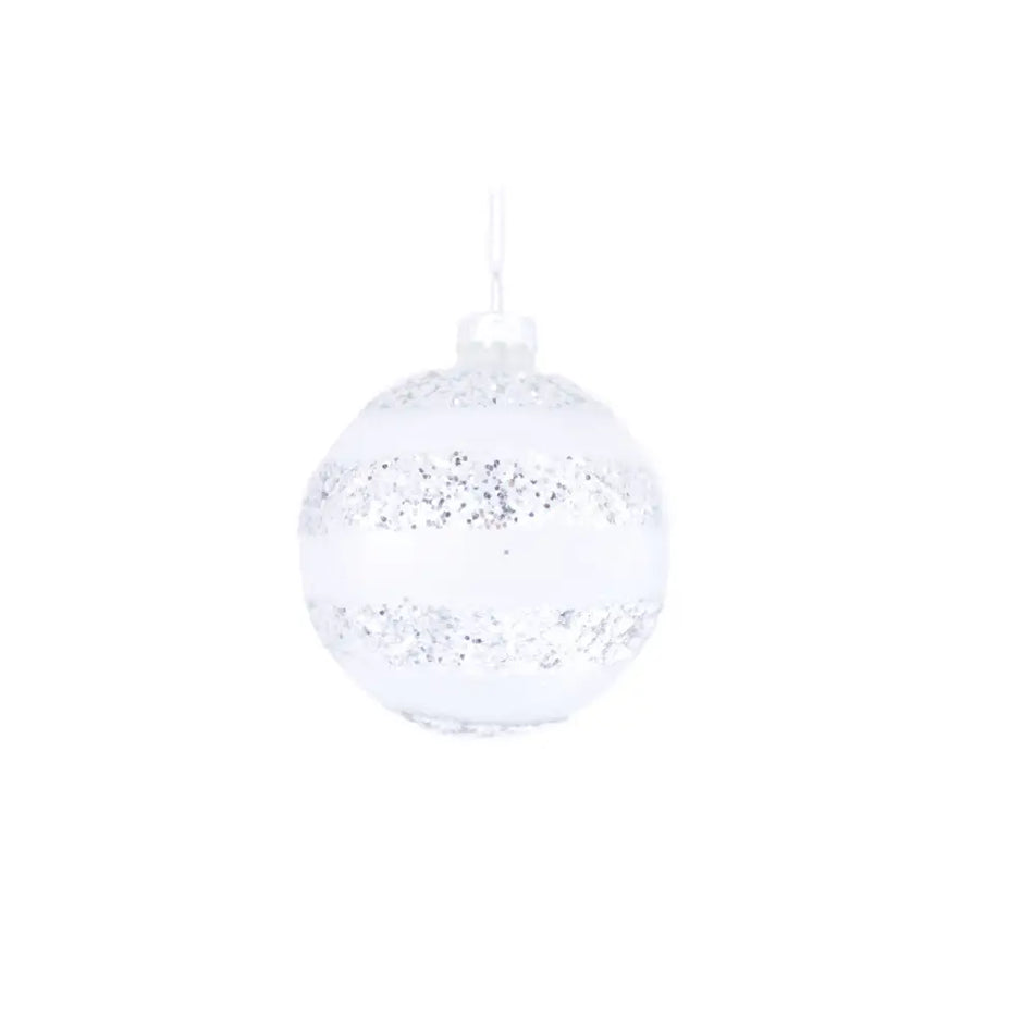 Glass Silver And Grey Bauble 8cm - Seasonal >> Christmas >>