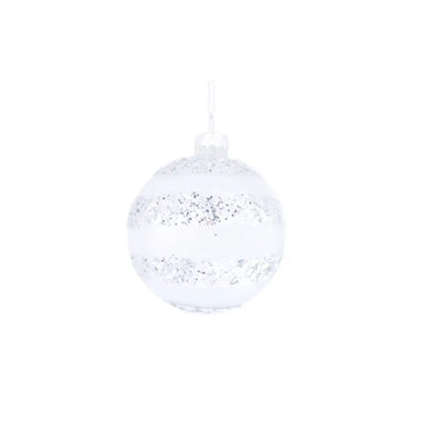 Glass Silver And Grey Bauble 8cm - Seasonal >> Christmas >>